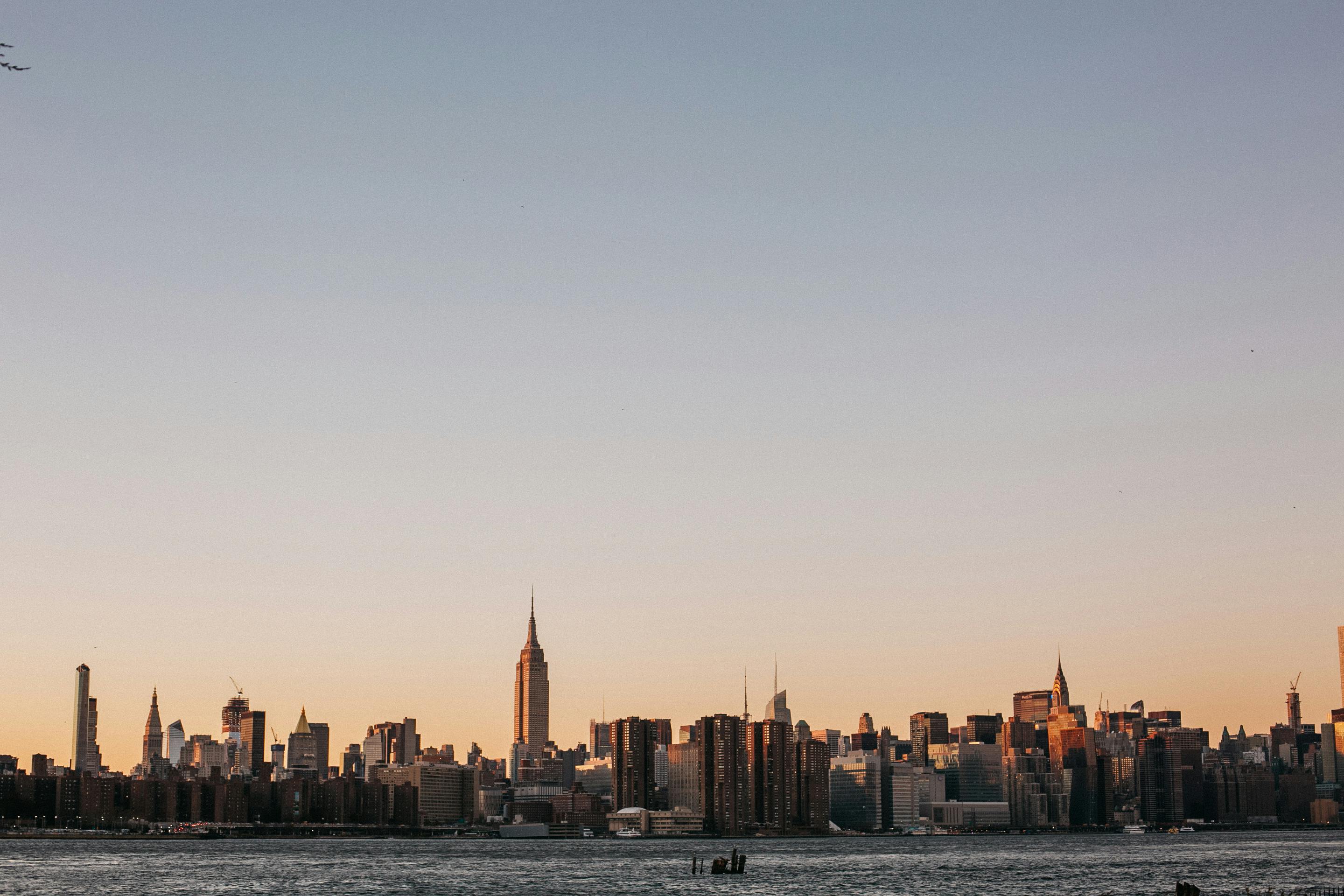 New York City skyline at sunset